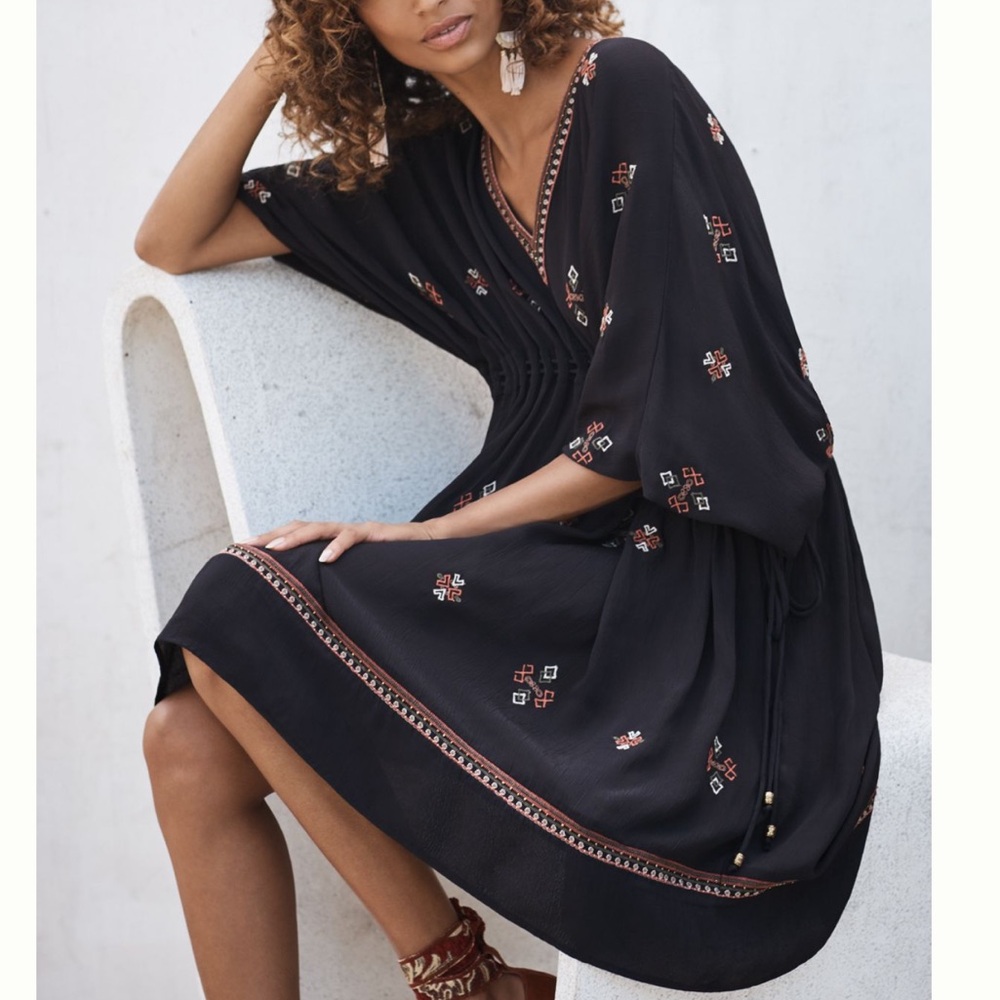 NWT Anthropologie Embroidered Zola Dress, Black, size S